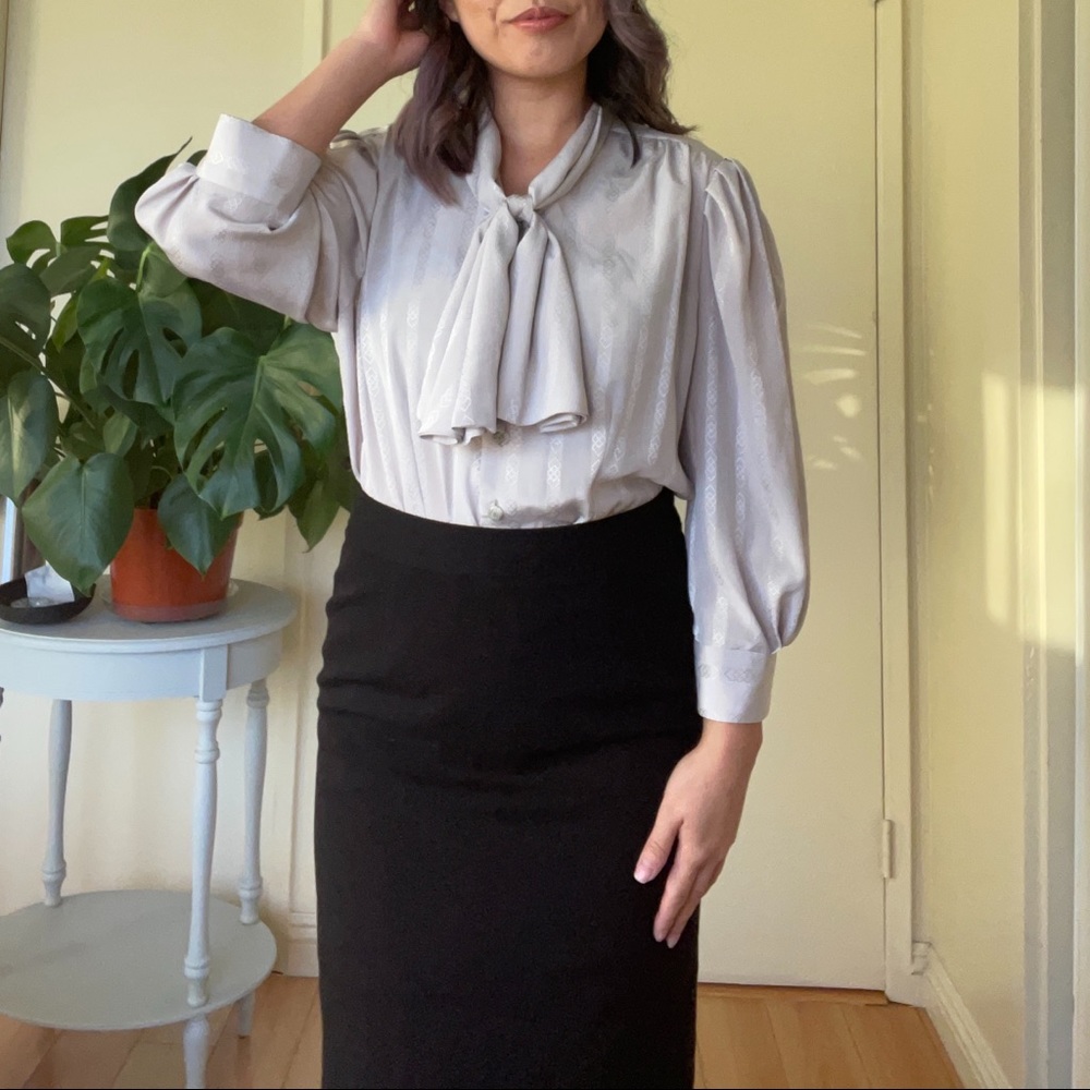 Silver grey button up top